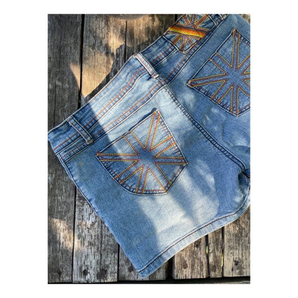 London Blues Denim Shorts Mid Rise Stretch Sz 7